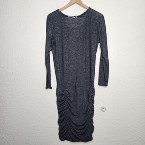 Athleta Heather Gray Ruched Tulip Scoop Neck Dress Women's Size Small
